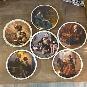 Vintage Set 6 Norman Rockwell Mother's Day Plate Collection 1978-82